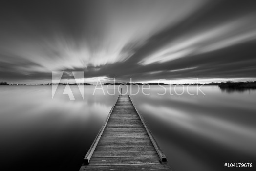 Picture of Jetty on a lake in black and white